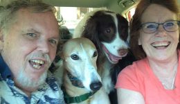 trixie-riding-with-vic-and-mary